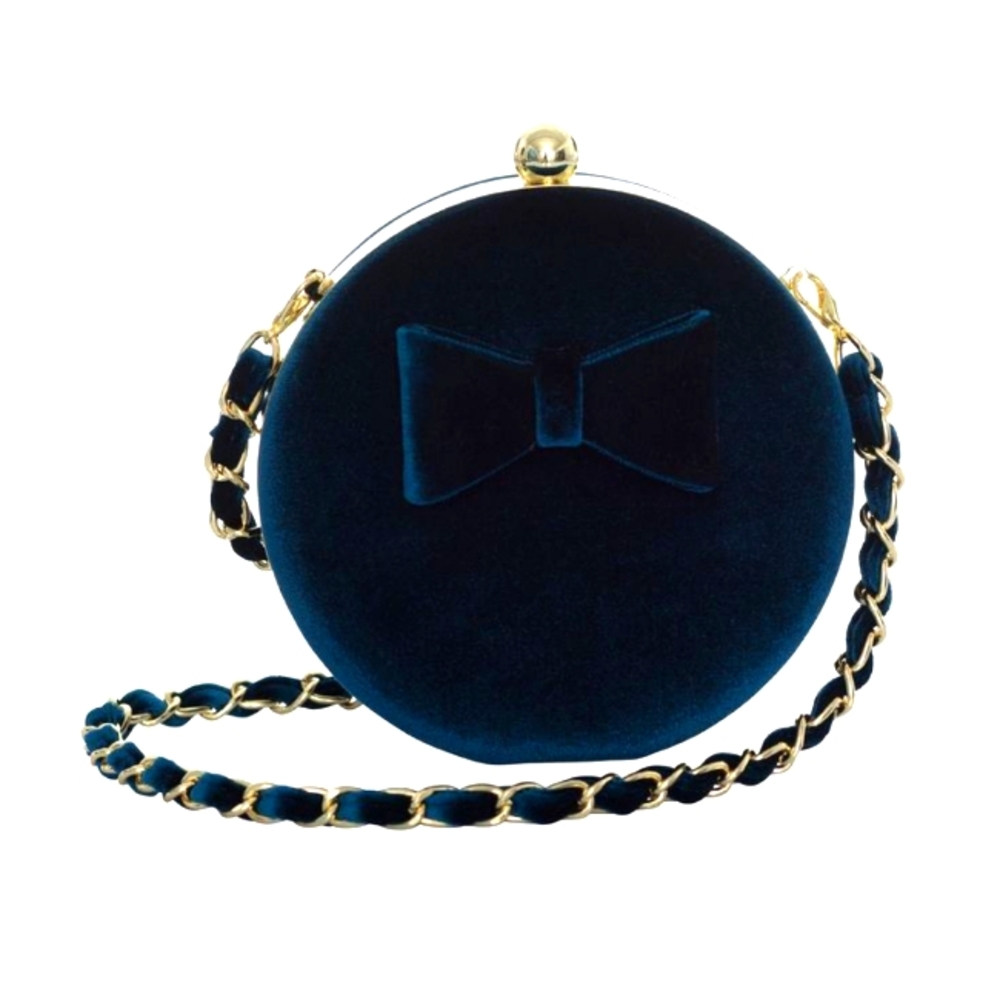 REVIEW Locky Teal Blue Green Velvet Clutch Purse Crossbody Bag NWT - Picture 1 of 6